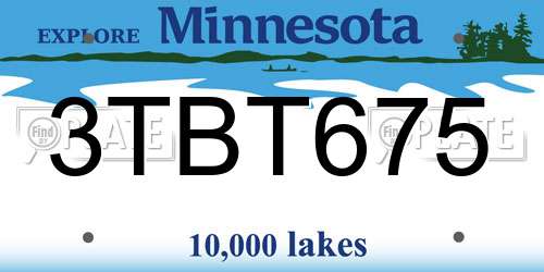 3TBT675 Minnesota License Plate