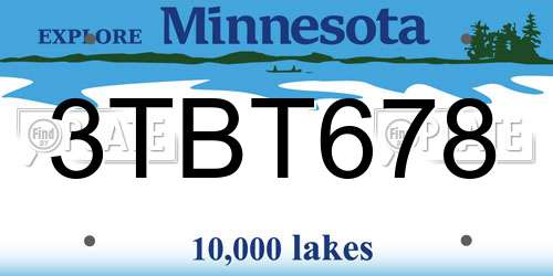 3TBT678 Minnesota License Plate