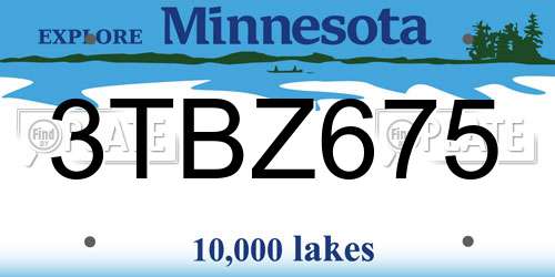 3TBZ675 Minnesota License Plate