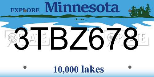 3TBZ678 Minnesota License Plate