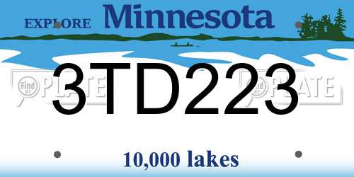 3TD223 Minnesota License Plate