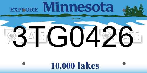 3TG0426 Minnesota License Plate