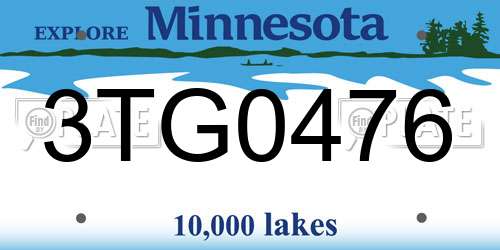 3TG0476 Minnesota License Plate