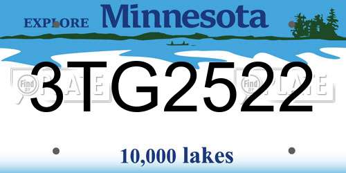 3TG2522 Minnesota License Plate