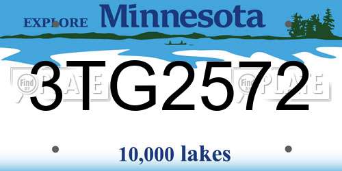 3TG2572 Minnesota License Plate