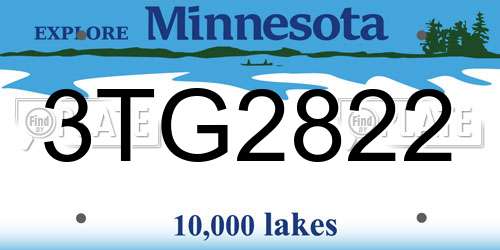 3TG2822 Minnesota License Plate