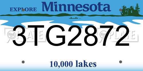 3TG2872 Minnesota License Plate
