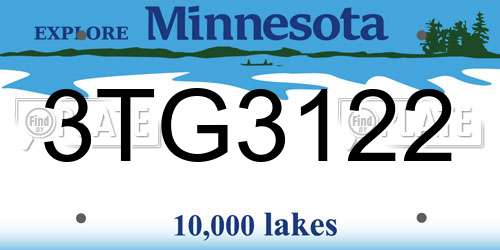3TG3122 Minnesota License Plate