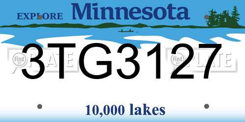 3TG3127 Minnesota License Plate