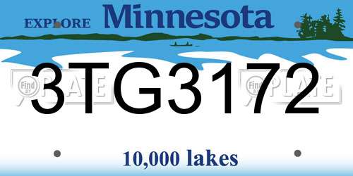3TG3172 Minnesota License Plate