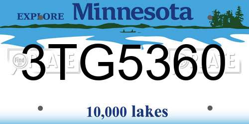 3TG5360 Minnesota License Plate