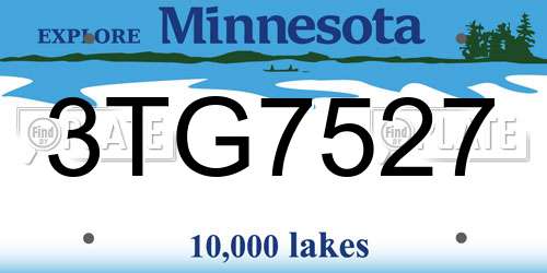 3TG7527 Minnesota License Plate