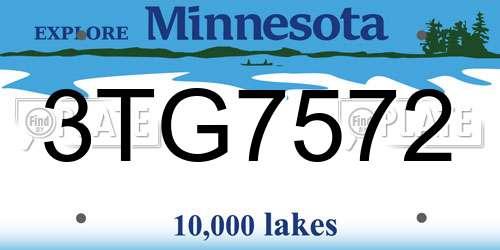 3TG7572 Minnesota License Plate