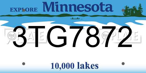 3TG7872 Minnesota License Plate