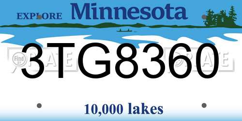 3TG8360 Minnesota License Plate