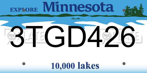 3TGD426 Minnesota License Plate