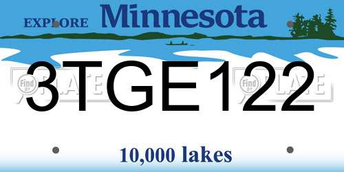 3TGE122 Minnesota License Plate