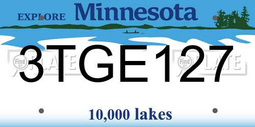 3TGE127 Minnesota License Plate