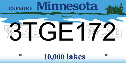 3TGE172 Minnesota License Plate