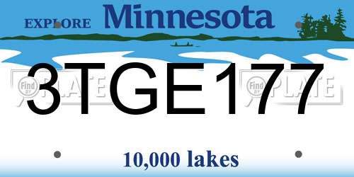 3TGE177 Minnesota License Plate