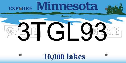 3TGL93 Minnesota License Plate
