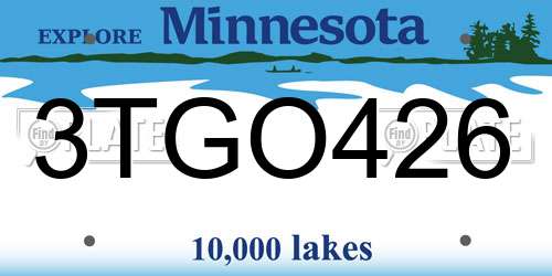 3TGO426 Minnesota License Plate