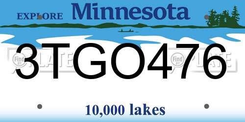 3TGO476 Minnesota License Plate