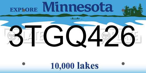 3TGQ426 Minnesota License Plate