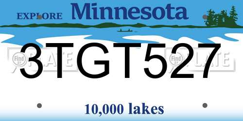 3TGT527 Minnesota License Plate