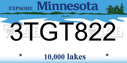 3TGT822 Minnesota License Plate