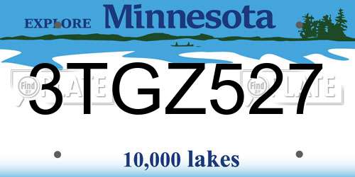 3TGZ527 Minnesota License Plate