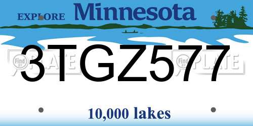 3TGZ577 Minnesota License Plate