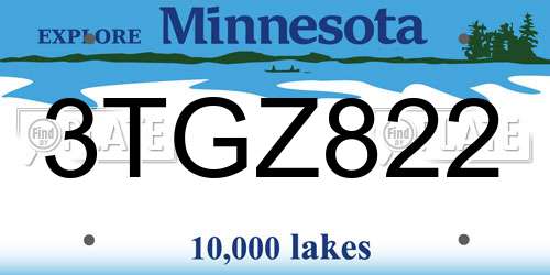 3TGZ822 Minnesota License Plate