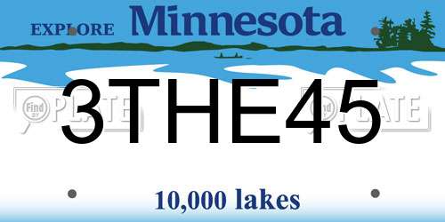 3THE45 Minnesota License Plate