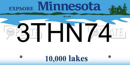 3THN74 Minnesota License Plate