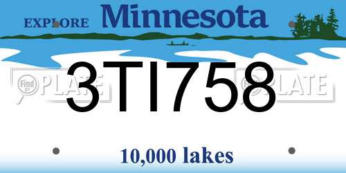 3TI758 Minnesota License Plate