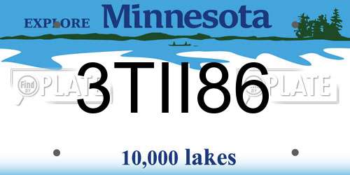 3TII86 Minnesota License Plate
