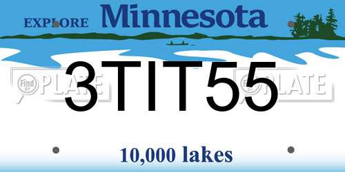 3TIT55 Minnesota License Plate