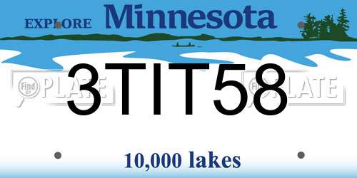3TIT58 Minnesota License Plate