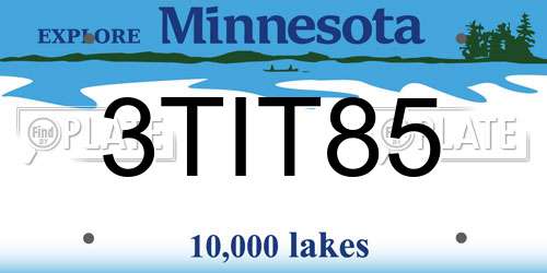 3TIT85 Minnesota License Plate
