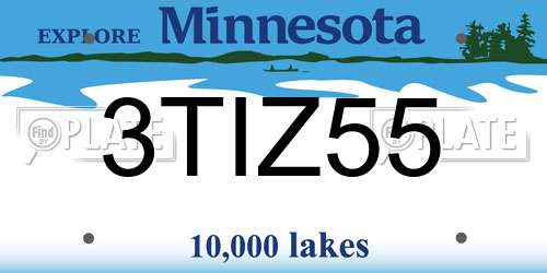 3TIZ55 Minnesota License Plate