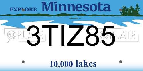 3TIZ85 Minnesota License Plate
