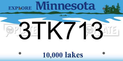3TK713 Minnesota License Plate