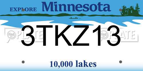 3TKZ13 Minnesota License Plate