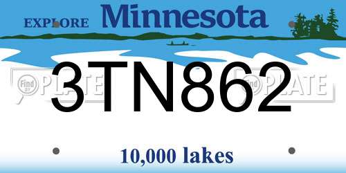 3TN862 Minnesota License Plate