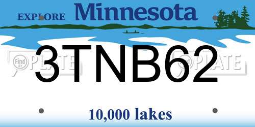 3TNB62 Minnesota License Plate