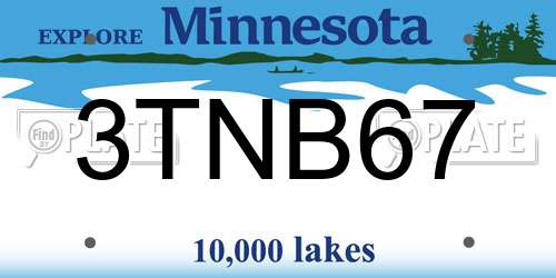 3TNB67 Minnesota License Plate