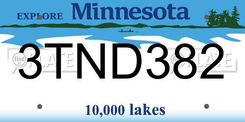 3TND382 Minnesota License Plate