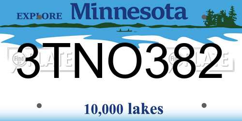 3TNO382 Minnesota License Plate