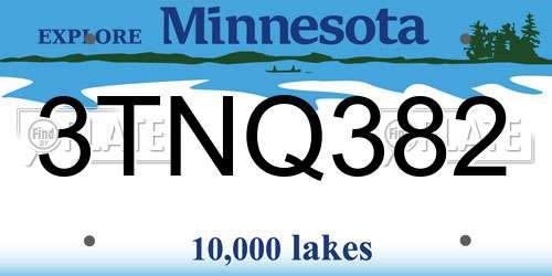 3TNQ382 Minnesota License Plate
